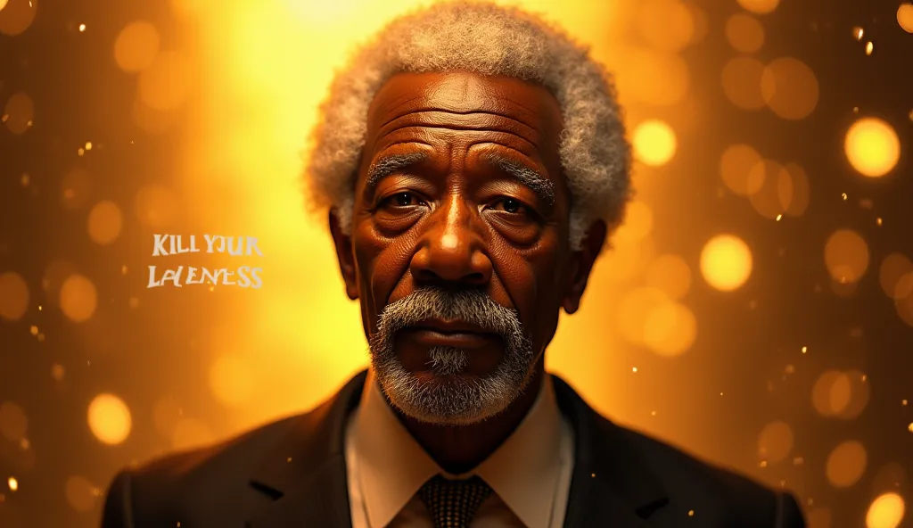 
GENRATE THUMNAIL WITH "KILL YOUR LAZINESS" WRITTEN ON IT WITH THE PICTURE OF MORGAN FREEMAN with beautiful golden background