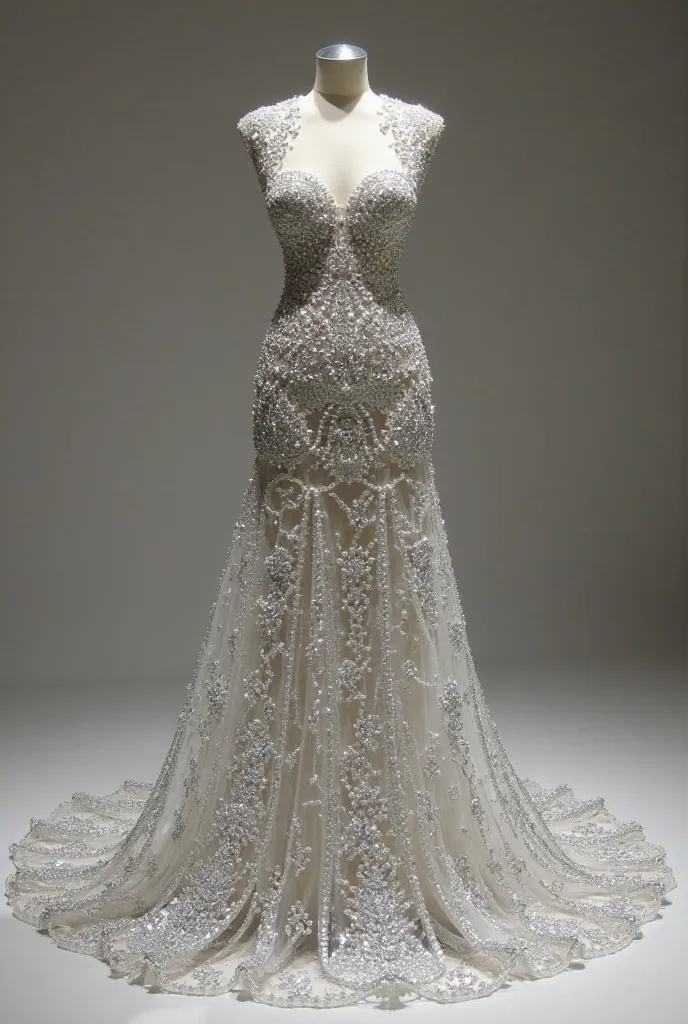 The Diamond Wedding Gown
A collaboration between designer Renee Strauss and jeweler Martin Katz, this $12 million gown is adorned with 150 carats of diamonds, making it one of the most expensive wedding dresses ever created. 
On a maniqune ( only one maniq...