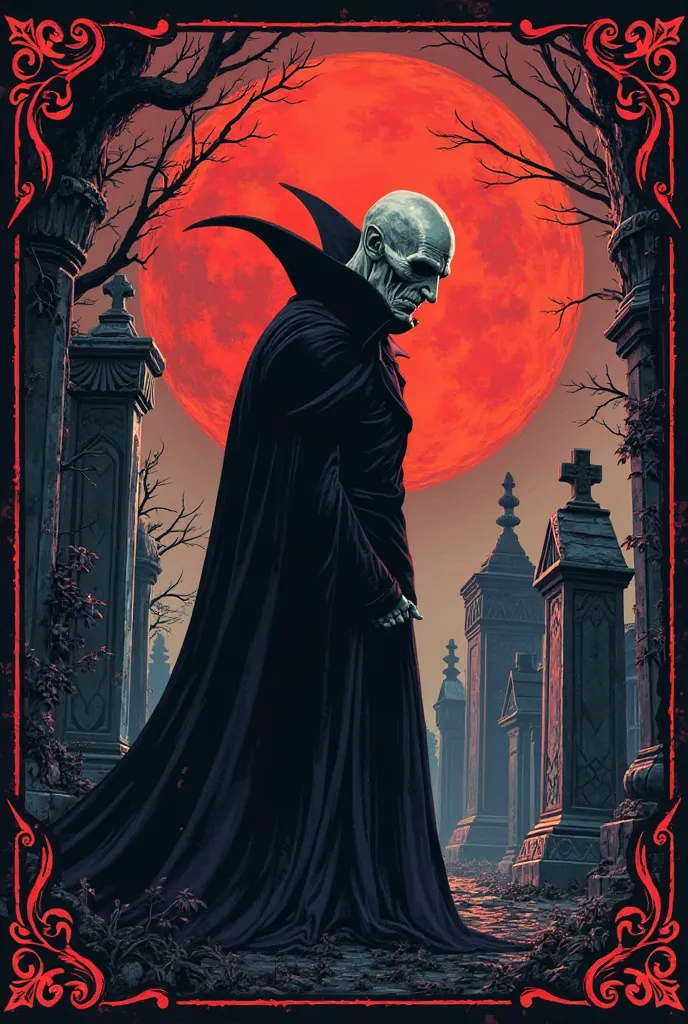 Victorian Gothic Wine label 
"Three Wolves Meadstillery"
"Nosferatu"
Blood Moon 
Cemetery ruins 