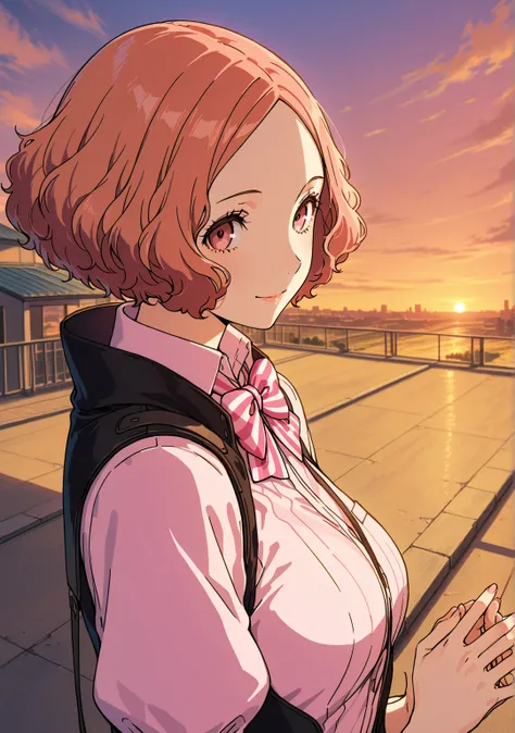  Ultra High Definition、 Beauty、ペルソナのOkumura Haru、Okumura Haru、 Persona 5、  Highest quality、 Smile、School、Schoolのrooftop、rooftop、field