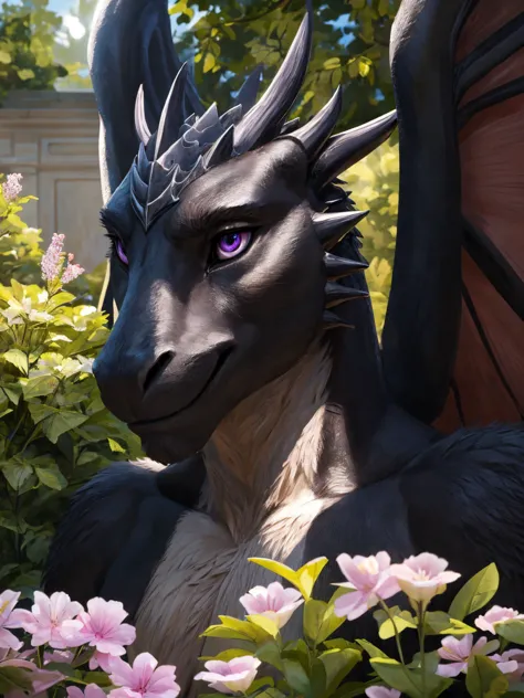 A Hot buff Black Dragon Furry Man, With Purple Eyes, And Sexy, Full Body, And Wings, shirtless, 