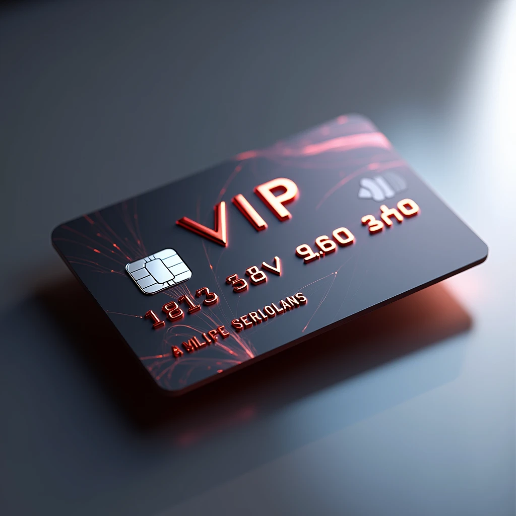 Create a png of a 3d animated style credit card with the name VIP Seven