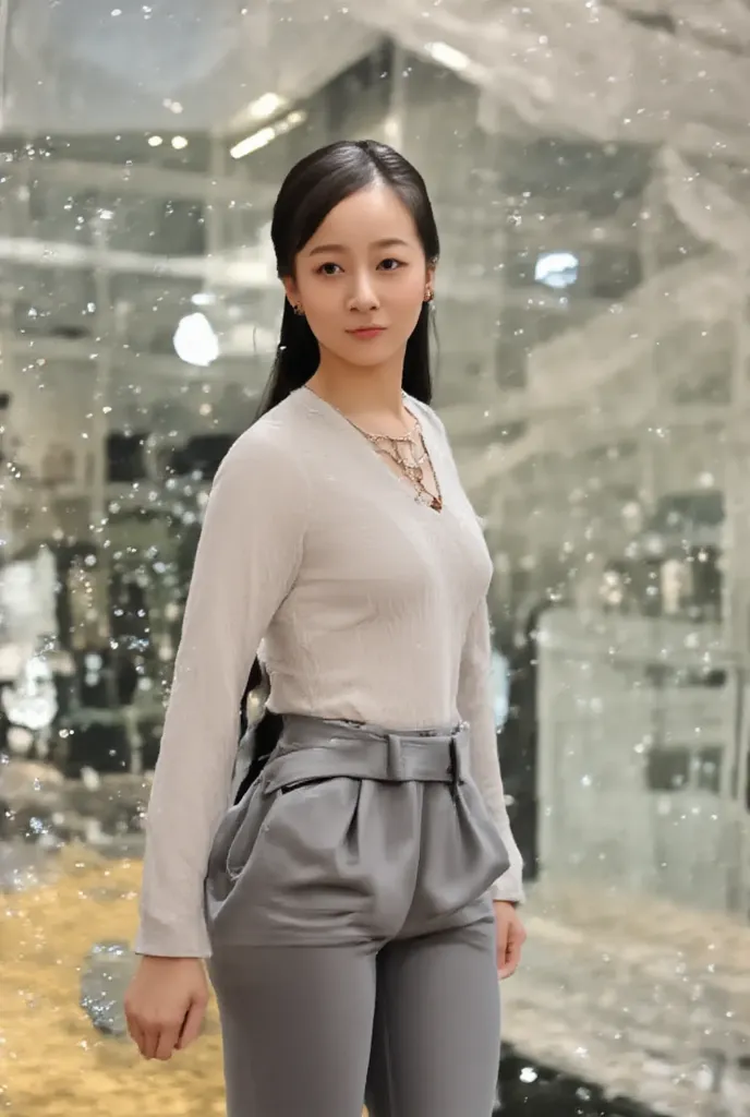   young Japanese woman wearing skinny denim 、 how、    black hair、   ear piercing、smile、   ((  top quality , 8k,  masterpiece: 1.3)),        Sharp Concentration  : 1.2, (   layered cut  , big: 1.3),    in、  Beautiful woman with a beautiful body    : 1.4,   ...