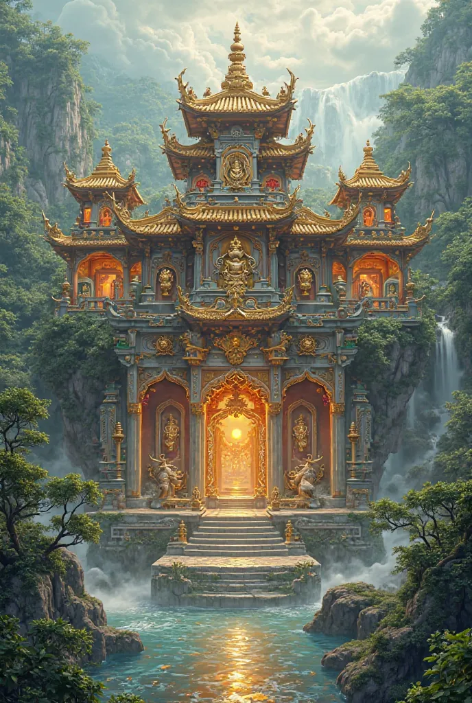 Create me a image of a tample with the text temple of luck