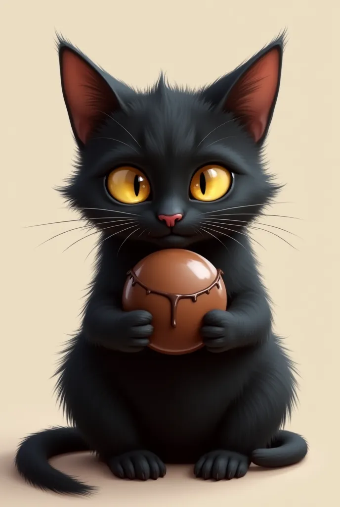 The black cat series holds round chocolate in its paws in the middle with one strip