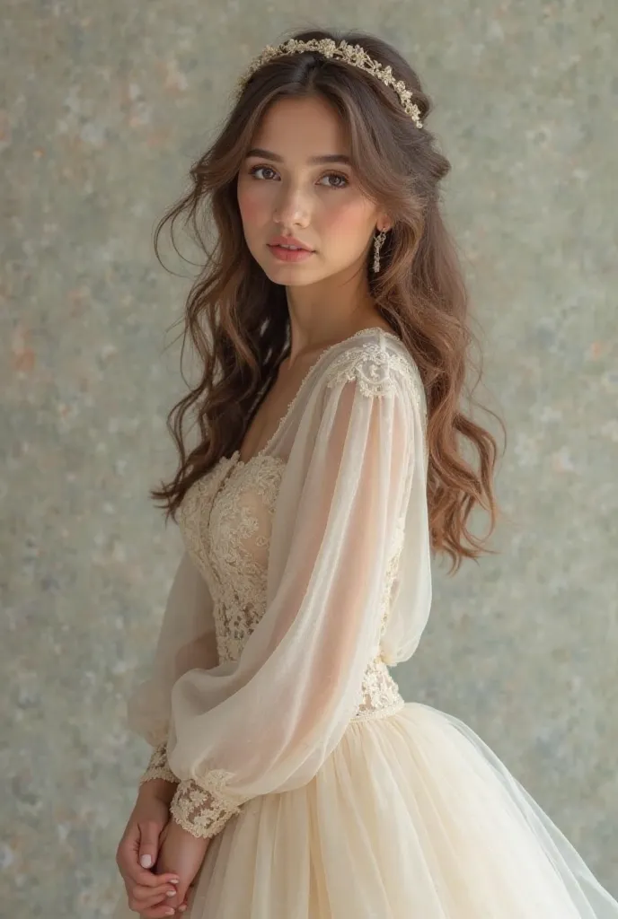 Beautiful bride in blouse and petticoat 