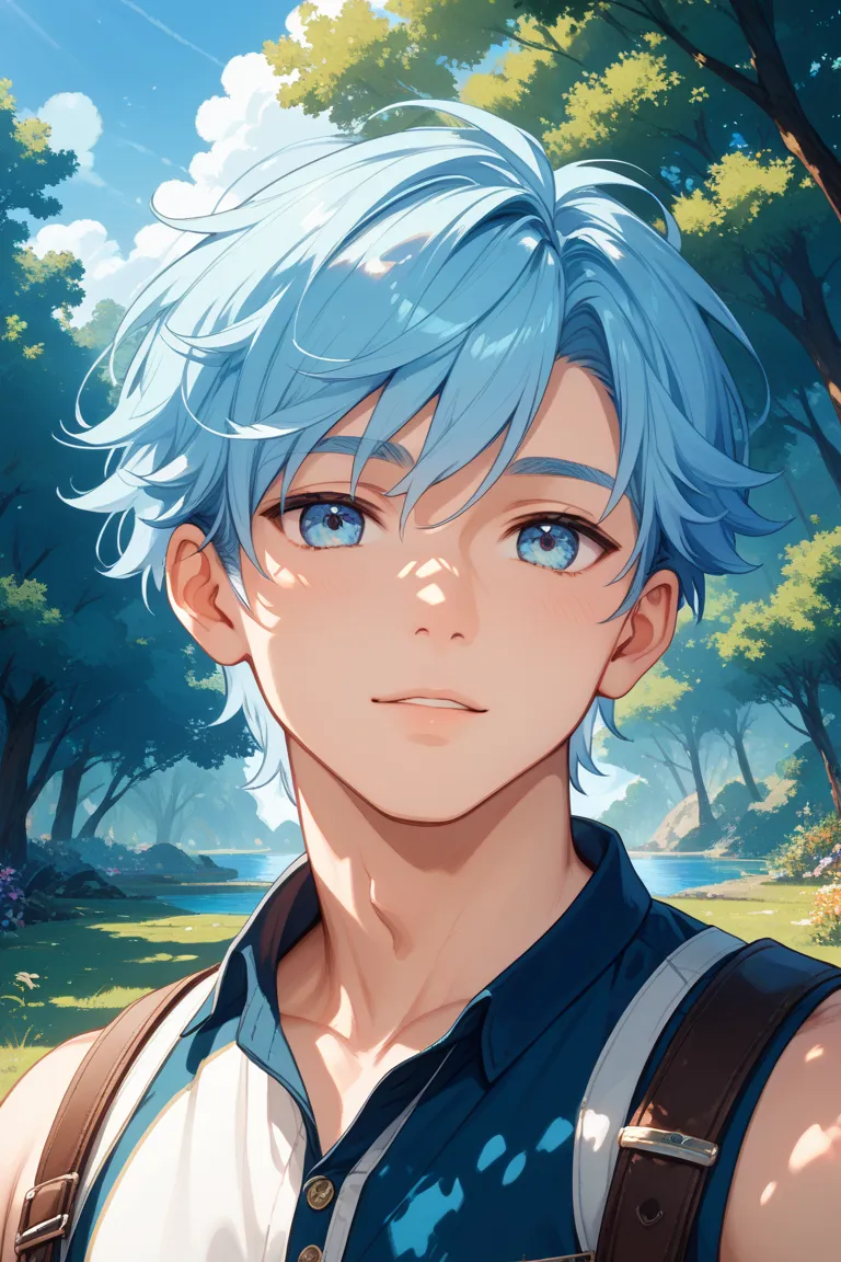 Handsome guy with light blue hair