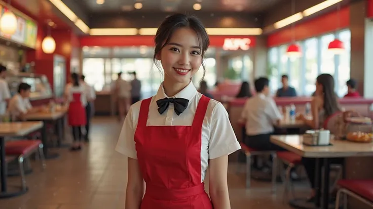 a beatifull waitress working in KFC