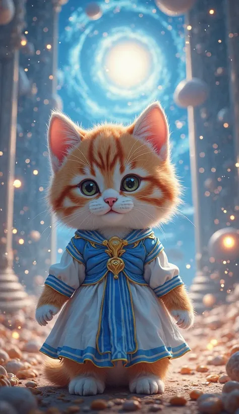 Kitten cosplaying as Sazae-san Saint Seiya　 background universe　 realistic photo images