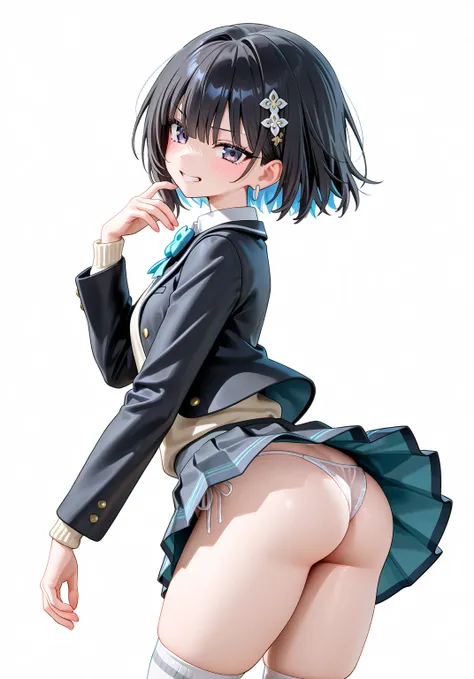  accurate human body structure 、8k,masterpiece, Highest quality,  Anime Girl ,  is exquisite and beautiful, when my earlobes were fueled 、  clear _picture、  vulgar、 high school girl 、 Horny girl 、 slim body、 is embarrassing、I'm Shy、（Girl 1、、A skirt short e...