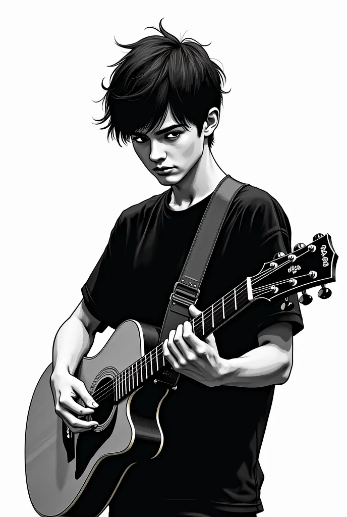 Black and white background , guitar freak 