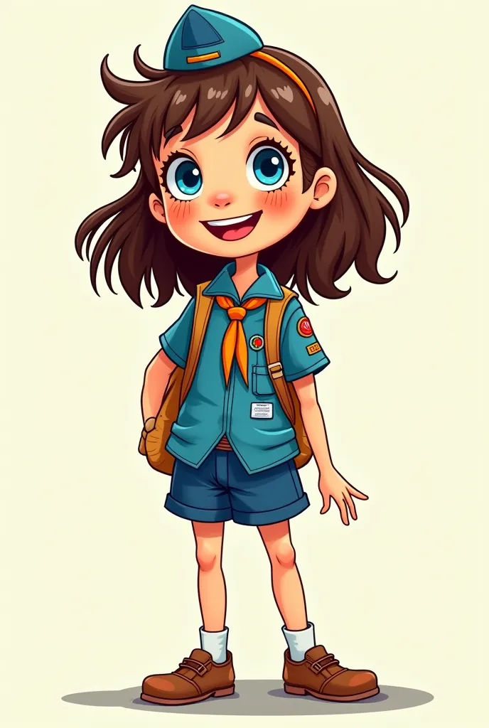 i want carton photo for girl wairing bleu scout clothes bleu   without background 