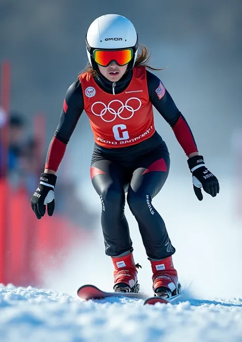 (((A beautiful Japanese female athlete in a ski jumping competition))),((A perfectly beautiful 20-year-old Japanese female athlete)),  ((( full body photo))), ((( Mad Max holding a shotgun))),(((competition suit and helmet and goggles))), (((masterpiece写真)...