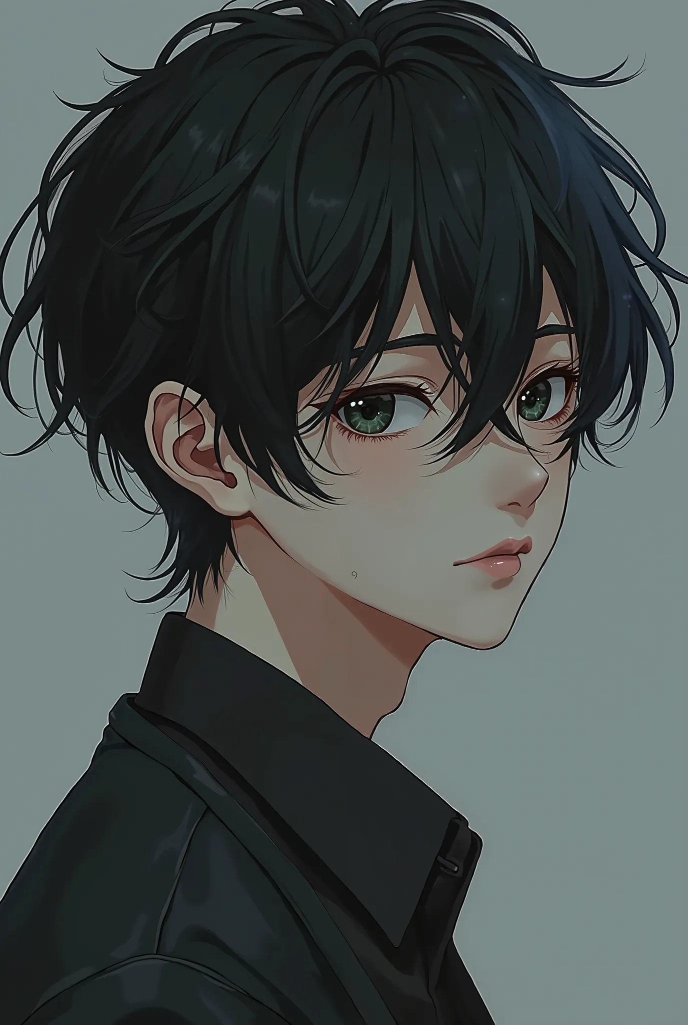 anime, male, sadly, blackhair