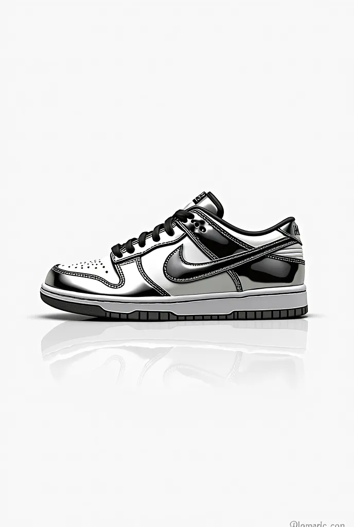 Make me a Chrome Nike Dunk with a white background as a tattoo flsah