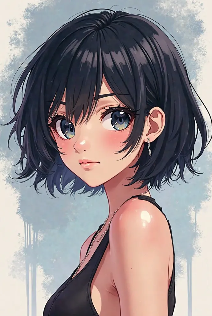 MODERN ANIME STYLE GIRL SHORT DARK HAIR