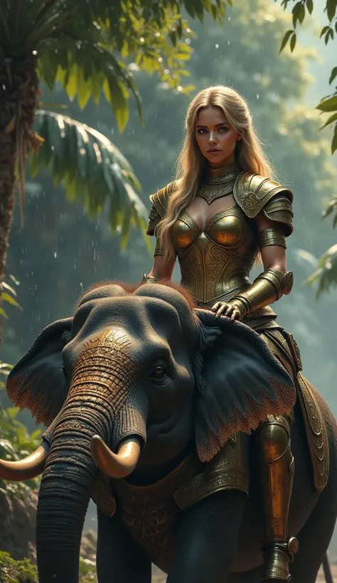 A young warrior woman of tall, imposing stature, wearing shining bronze armor that highlights her strong, feminine muscles. Her face is of rare beauty, with elegant features and an expression of determination and strength.
Her skin is pale and lightly tann...