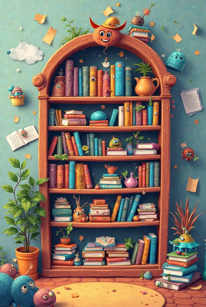 cartoony bookshelf
