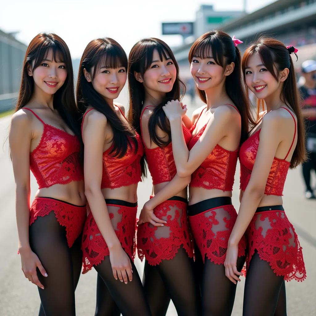 (Everyone always wears waist-length black tights:9.9)
(Group photo facing backwards:99.9)
(Women standing backwards wearing black tights:8.9)
 Japanese女性
全員カラフルなレースクイーンの服を着てる
( super high leg:9.9)
High leg cuts in

AI
(Everyone seems to have a happy face:9...