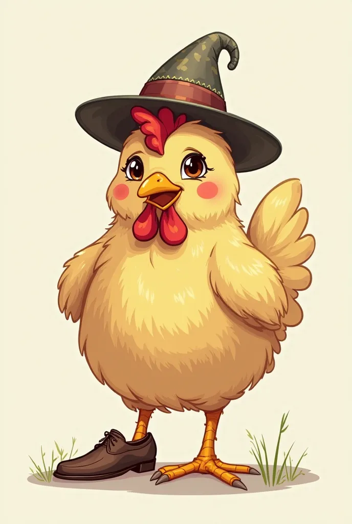 a hen wear a hat a shoe