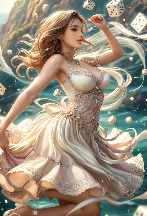 Age 30,very detailed,Beautiful Girl, , Playful and engaging. The girl&#39;s dress is delicate, Flowing fabric that dances in the wind. The colors are soft pastels,   the bodice fits perfectly  .  The bodice, which is emphasized 、 exudes both charm and myst...