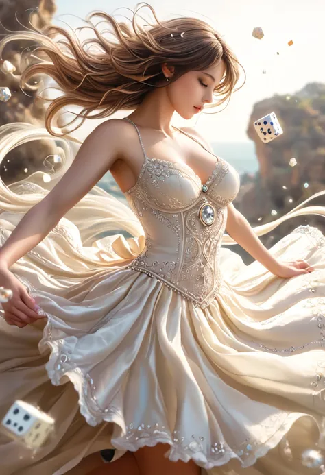 Age 30,very detailed,Beautiful Girl, , Playful and engaging. The girl&#39;s dress is delicate, Flowing fabric that dances in the wind. The colors are soft pastels,   the bodice fits perfectly  .  The bodice, which is emphasized 、 exudes both charm and myst...