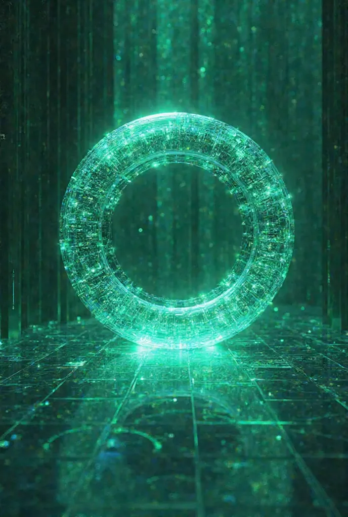 Create a green circular futuristic geometric figure
