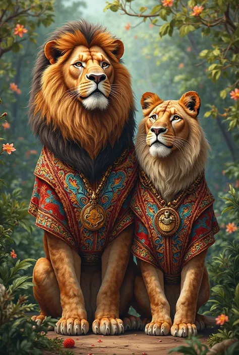 The name of the male lion's shirt is Denuwan and the name of the female lion's shirt is Chathurya