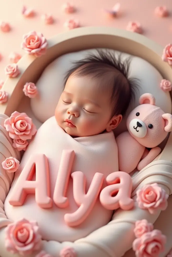 Prompt para a Capa do Ebook:

"A beautiful, soft and warm image of a baby girl lying on a fluffy, pastel-colored blanket with a gentle smile. The baby is dressed in a cute, delicate outfit, surrounded by subtle decorations like flowers and a soft toy. The ...