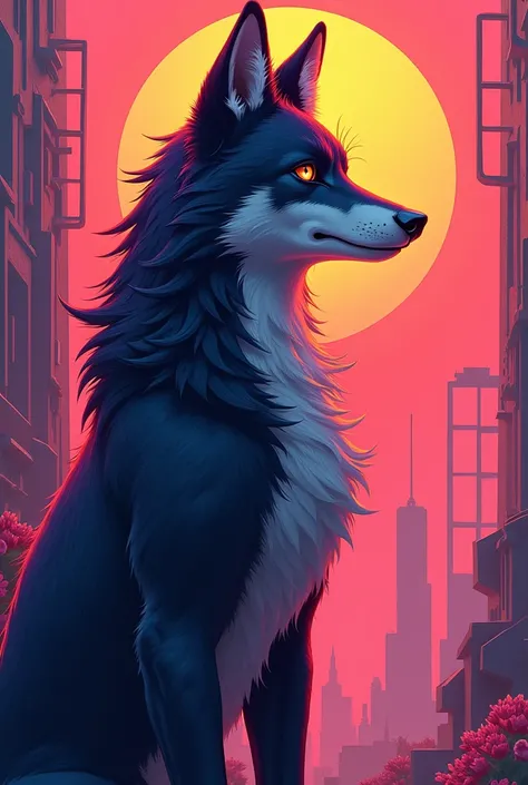 Female anthro wolf fursona standing in 2d art