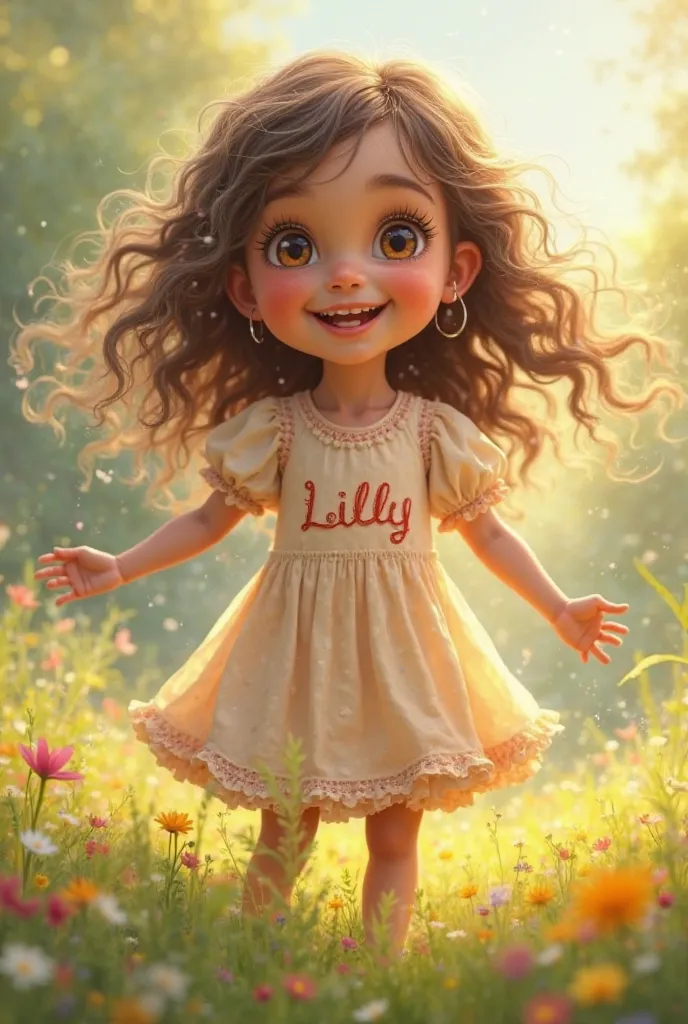 A girl with her name lilly on her dress