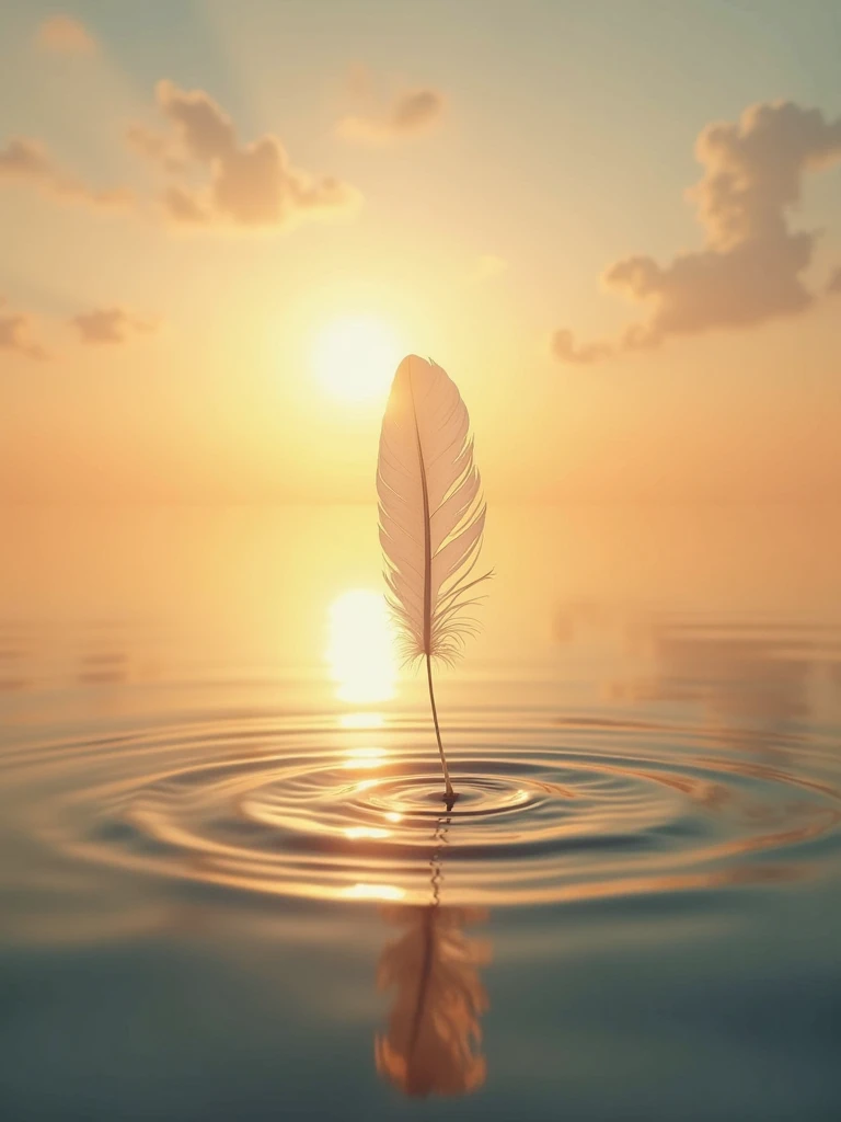 Eternal Drift

A single pristine white feather floats mid-air, suspended in a golden sunset sky. Below, an endless ocean reflects the sky’s colors, mirroring the feather’s descent. Tiny ripples form as the feather nears the water, a moment of perfect still...