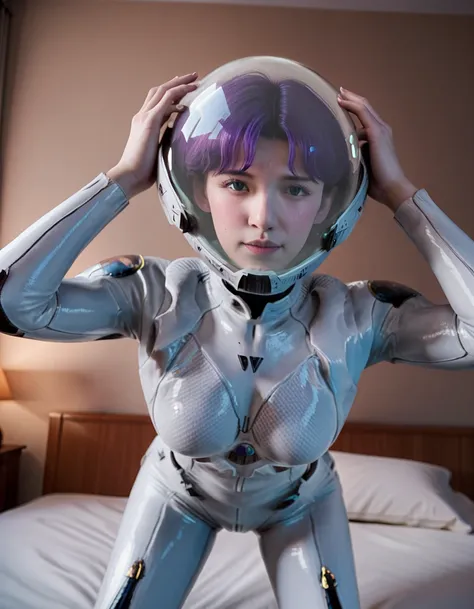 (spacesuit:1.15), , eva helm, eva helm,, space helmet masturbation, sweat, blushing, , looking at the audience,, indoors,masterpiece, best quality, 1girl, solo, {{{FROM BELOW:1.7}}}, pread legs, , , short hair, ,(heart sayings:1.2)space helmet, space helme...