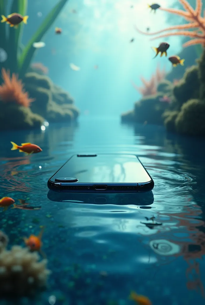 Believe me an advertising image of an iPhone 15 pro max in the water