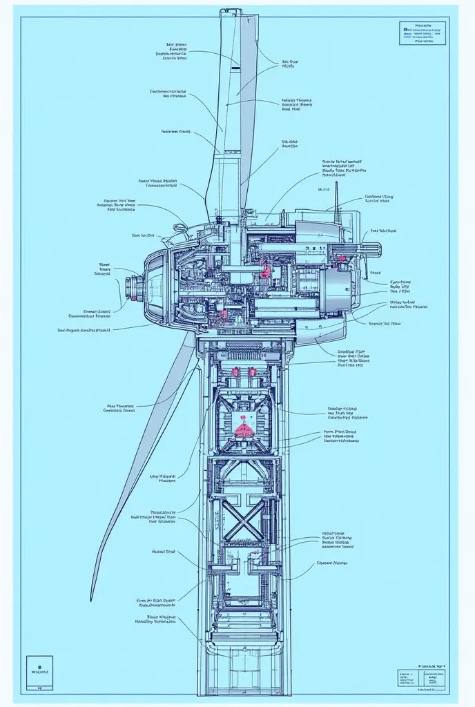 can you make a inside of nacelle of windturbine simple blueprint 