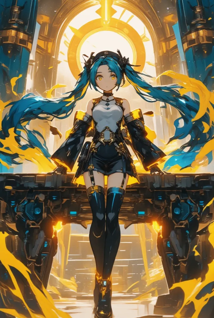 ( masterpiece、Highest quality、Highest quality、official art、 beautiful and beautiful :1.2)、(one girl:1.3) Hatsune Miku、twin tails from above,beautiful breasts,( masterpiece, top quality,great quality, is so beautiful, is ridiculous, High Resolution,   lates...