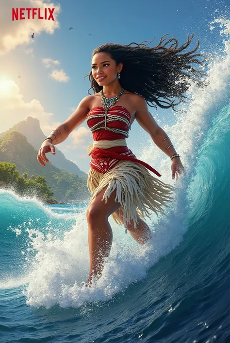 Moana in action with NETFLIX logo 