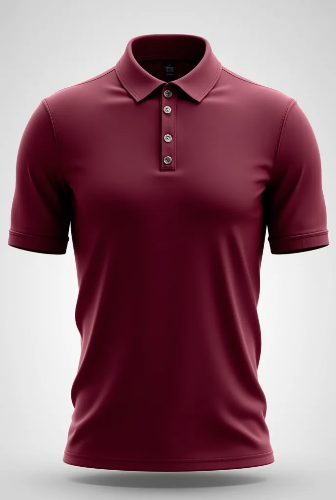 design of a polo shirt (zipper type) color maroon. design and layout of shirt with front view and back view of a polo shirt. (the design of the back of the t-shirt should be visible, the very design on the back)