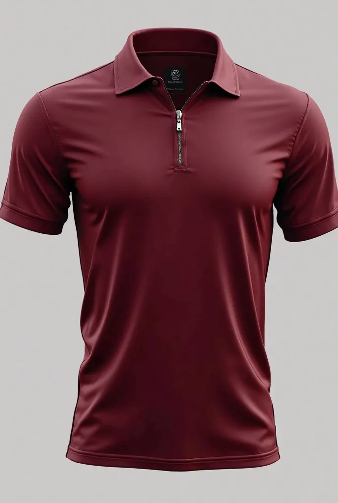 design of a polo shirt (zipper type) color maroon. design and layout of shirt with front view and back view of a polo shirt. (the design of the back of the t-shirt should be visible, the very design on the back) ZIPPER SUBLIMATION SHIRT LAYOUT WITH COOL DE...