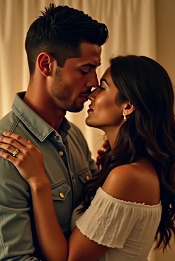 Make me a video of Cristiano Ronaldo kissing his wife Georgia
