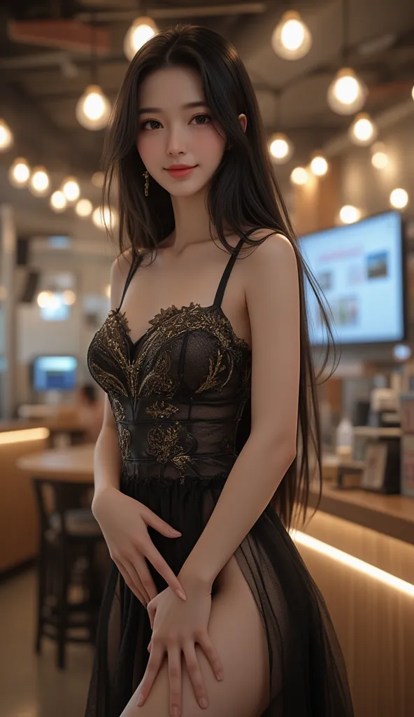 (  Super Cute Young Face  :1.1),(  Sparkling Clear Glamorous Eyes  :1.1), (Japanese idol's face :1.1),  Very Beautiful Cute Girl  ,,(18 years old:1.2),Delicate, smooth and soft long black straight hair, fair skin,(Happy and cheerful smile ),Professional Po...