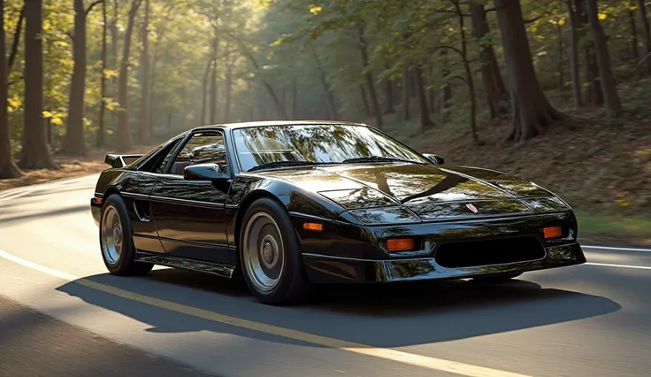 1984  Pontiac fiero car black shine left view on road 