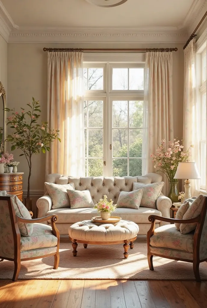 Vintage style living room for spring. 