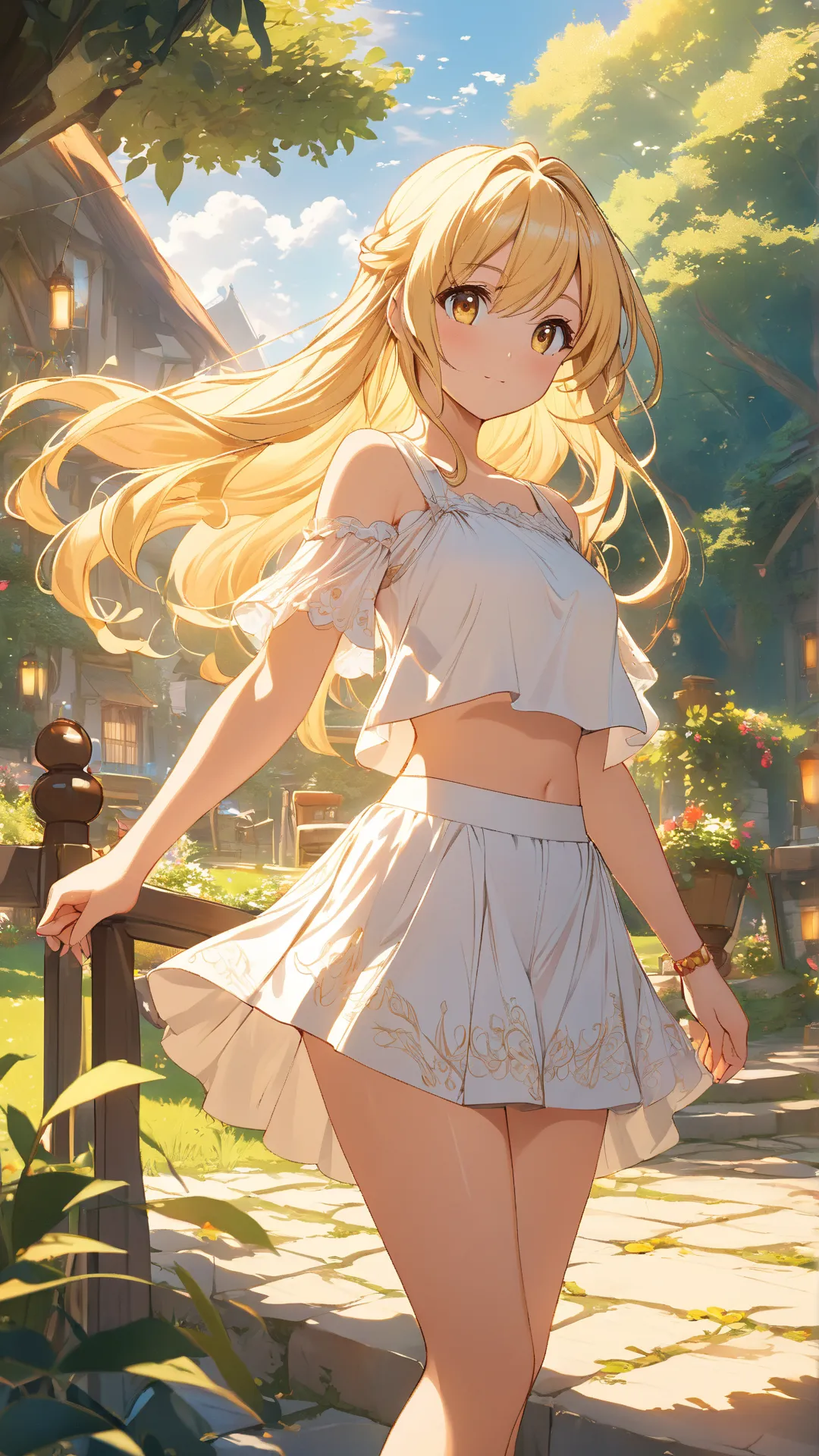 Hot Real Anime Girl. Mini Skirt,Mini Top,Blond Hair