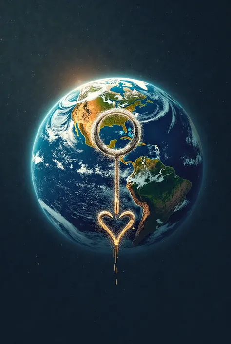 drawing of planet Earth combined with male sex symbol 