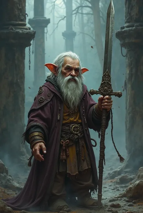 Halfing look old Cultist have sword in hand