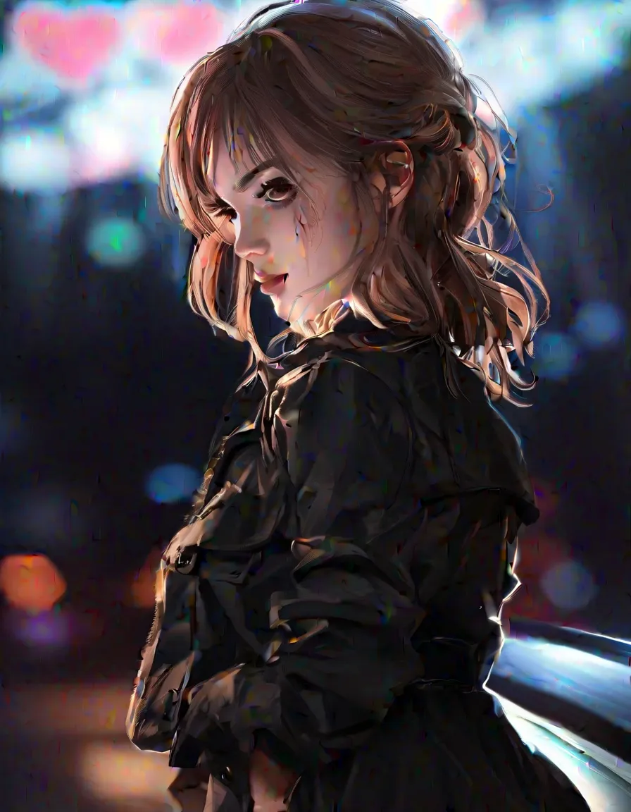 1girl, jk style, anime-style, semi-realistic, ultra-detailed, high-resolution, cinematic lighting, high-contrast colors, glowing elements, refined rendering, sharp lineart,  buttlift, ass, from behind, ass curves glow, looking back,