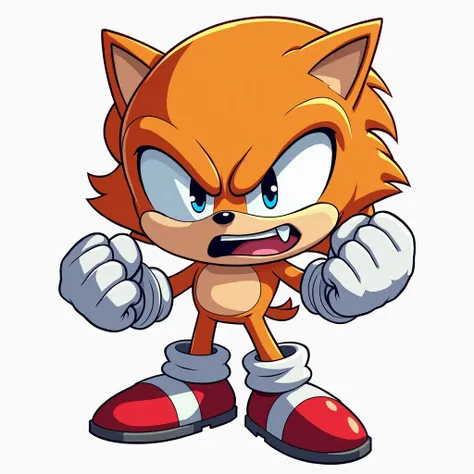  sonic age 80 angry face  with hooray pose cartoon design in white background