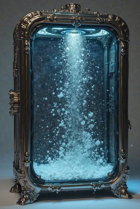 please be specific on the discriptions of out invention. 

Nanobot Enhancing Mirror Machine
Box Machine with mirror inside and particles inside. The machine looks like a unique please make it that looks like a machine 