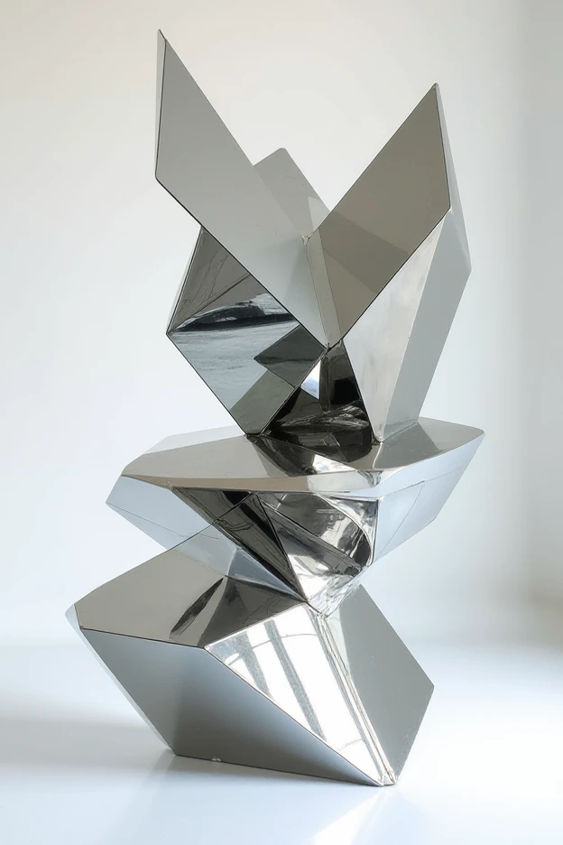 A sulpture made of intersecting asymmetrycal flat mirror shards